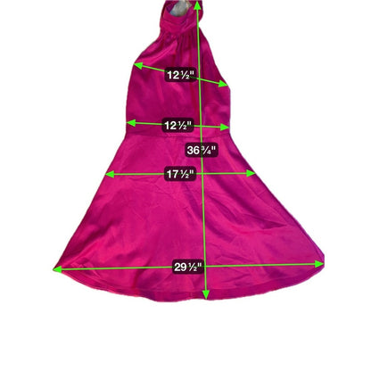 Lulus Hot Pink Halter Neck Fit Flare Mini Dress Size Small