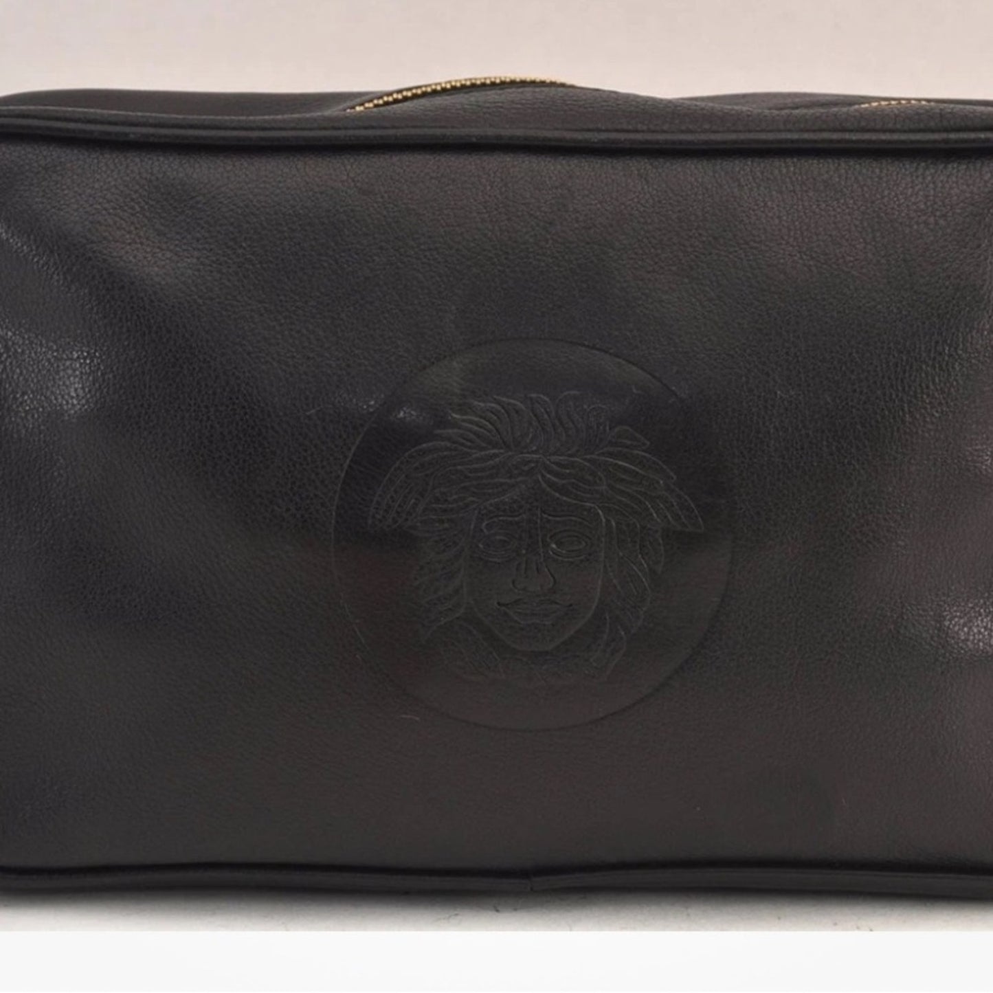 Versace Medusa Clutch — Black Leather Vintage Icon