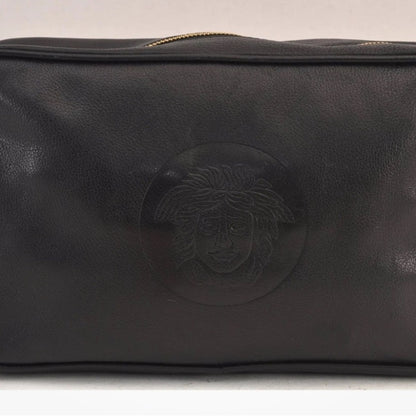 Versace Medusa Clutch — Black Leather Vintage Icon