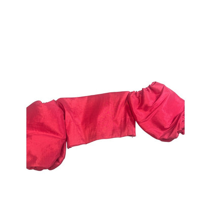 IRA Hot Pink Two Piece Set Puff Sleeve Crop Top Ruffle Hem Skirt Medium