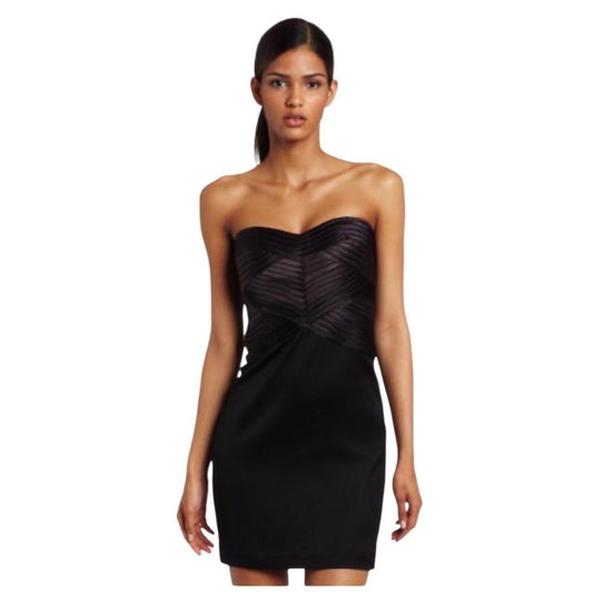 Reiss black strapless pleated dress