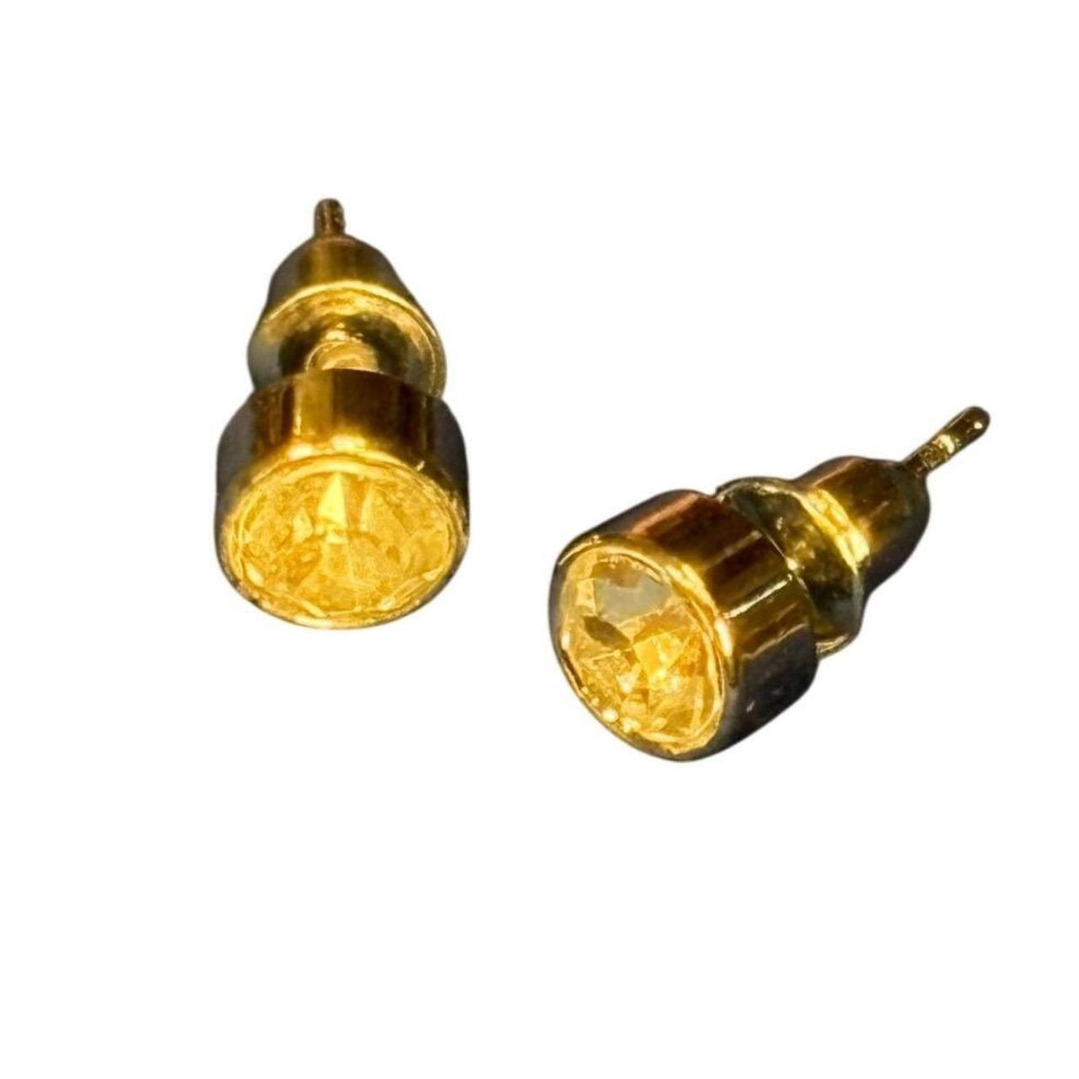 Gold-Tone Clear Faceted Gemstone Stud Earrings