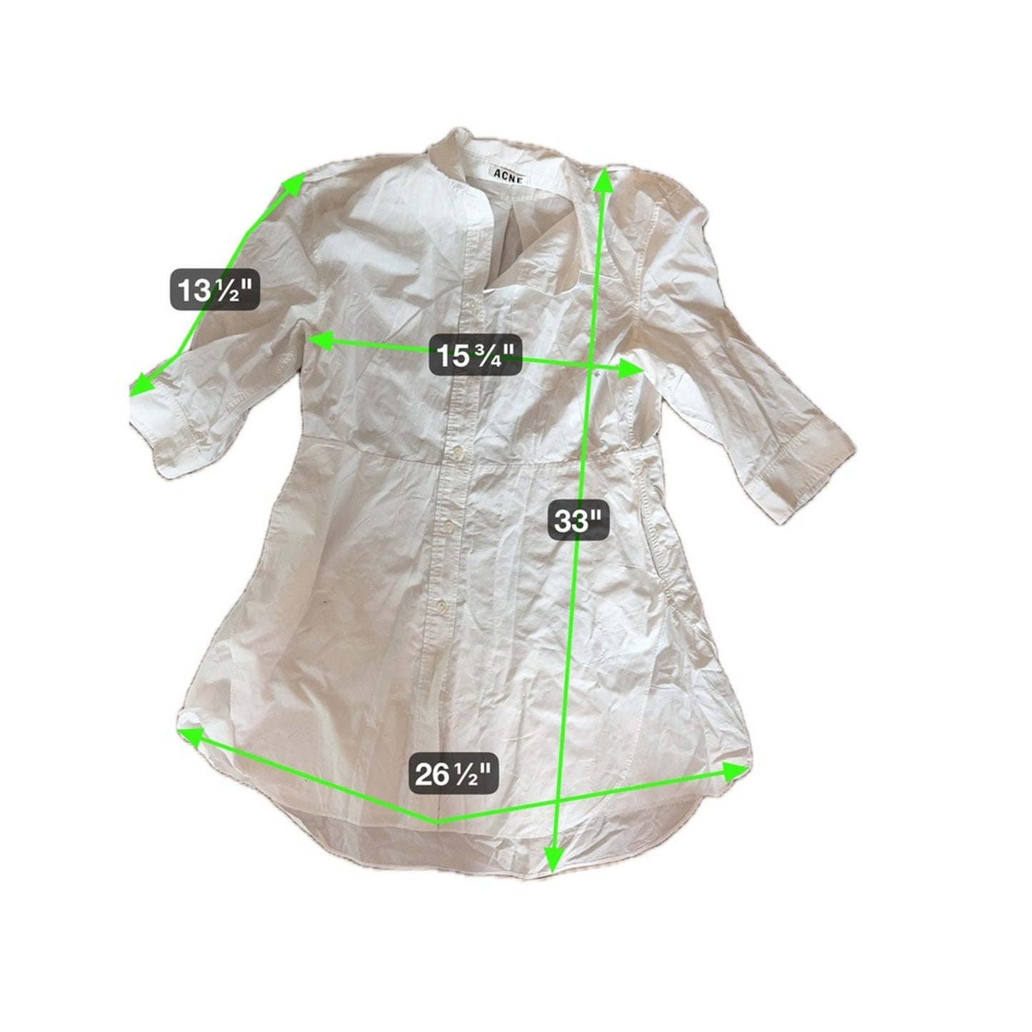 Acne Studios White Cotton Shirt Dress – Size 38 (US 6)