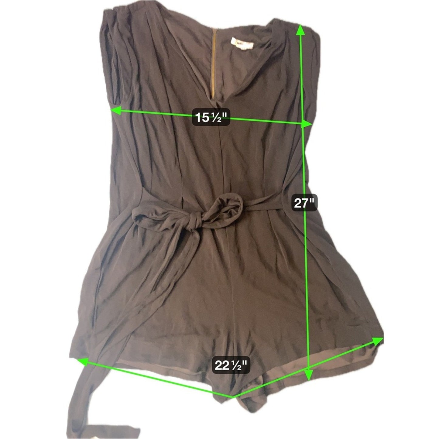 HELMUT LANG Black Sleeveless V Neck Belted Romper Jumpsuit Style SWJFOO04