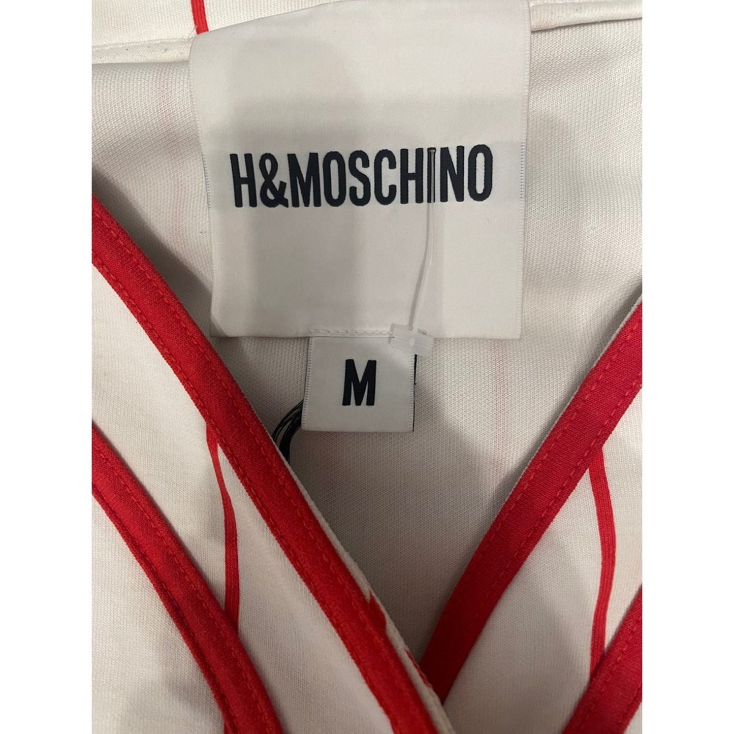 MOSCHINO H&M Disney Goofy Mickey Mouse Baseball Jersey Shirt Red White Striped