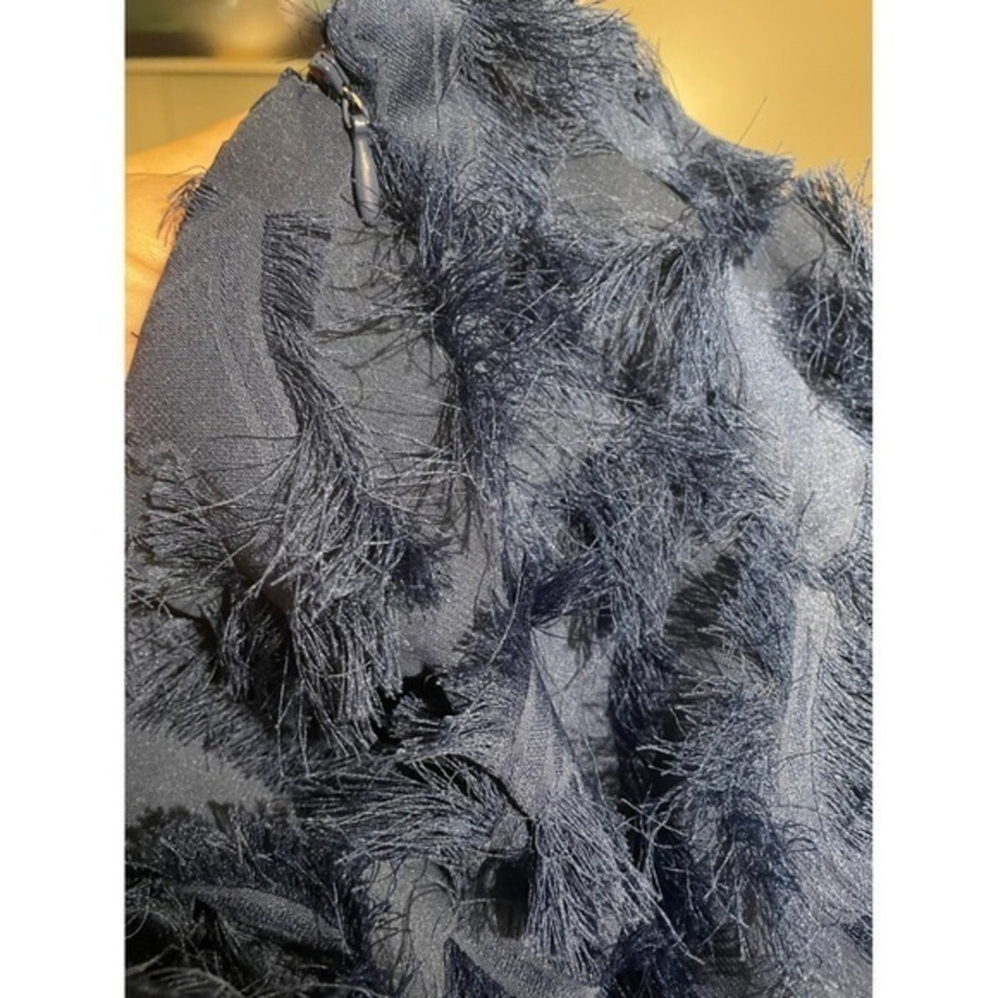 H&M Gold Label Navy Textured Rosette Faux-Fur Mini Skirt – Size 6