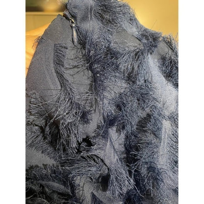 H&M Gold Label Navy Textured Rosette Faux-Fur Mini Skirt – Size 6