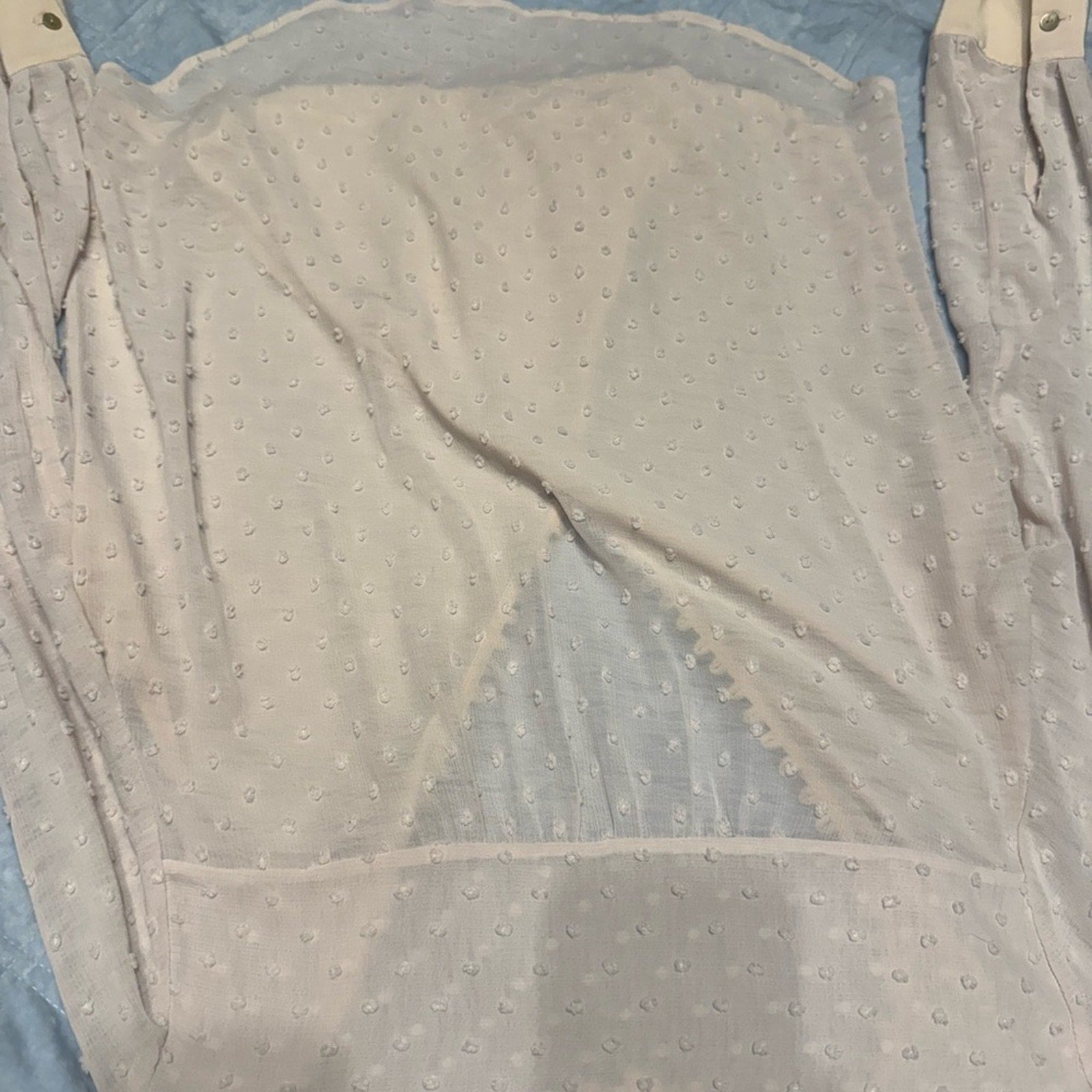L’AGENCE Cream Sheer Polka Dot Blouse – Size S – Retails $325
