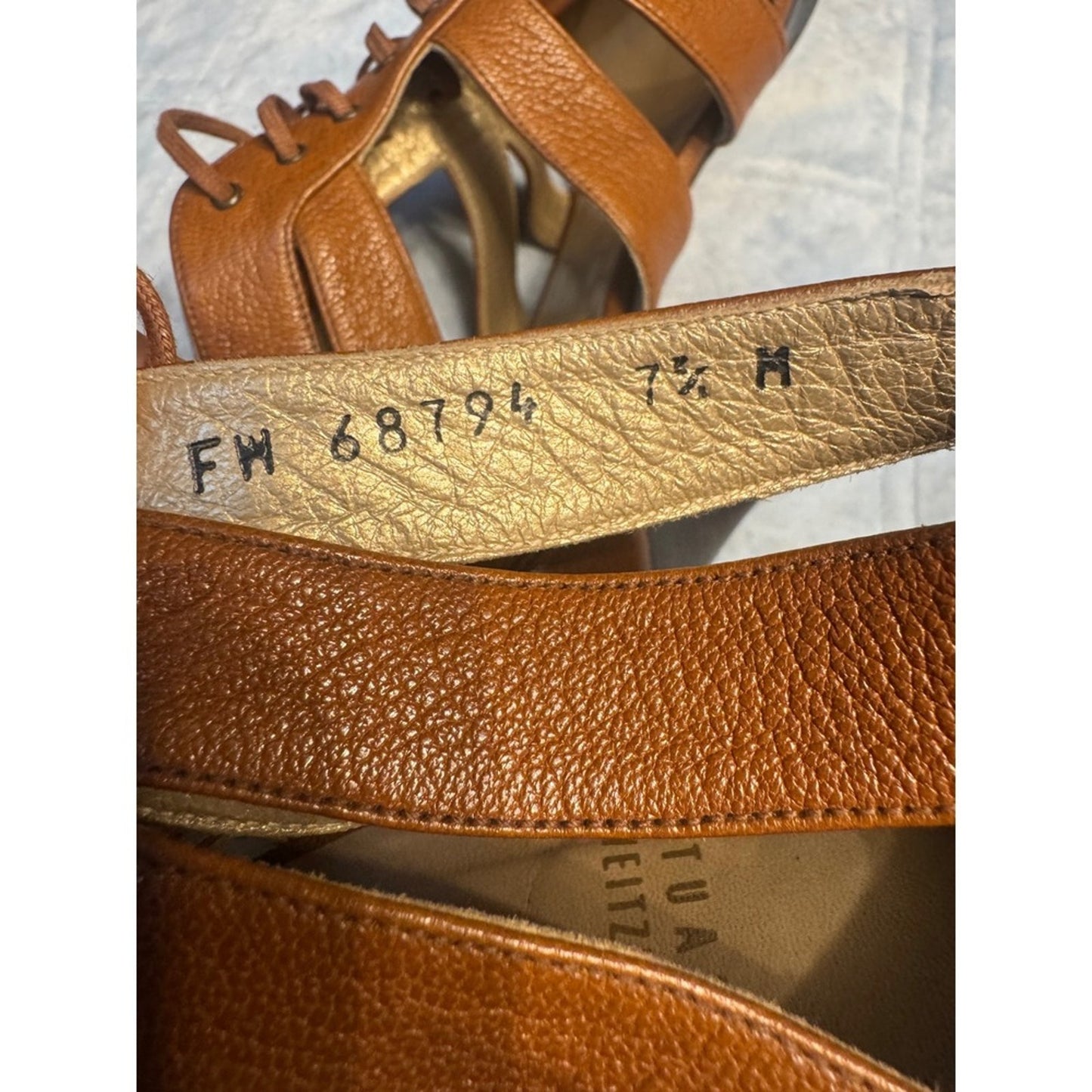 Stuart Weitzman Brown Leather Lace Up Heeled Sandals Size 7.5M