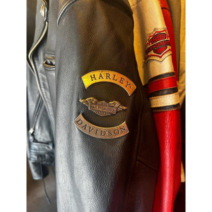 Harley-Davidson Biker Jacket Women's Size L Black Excellent Embossed Eagle Back