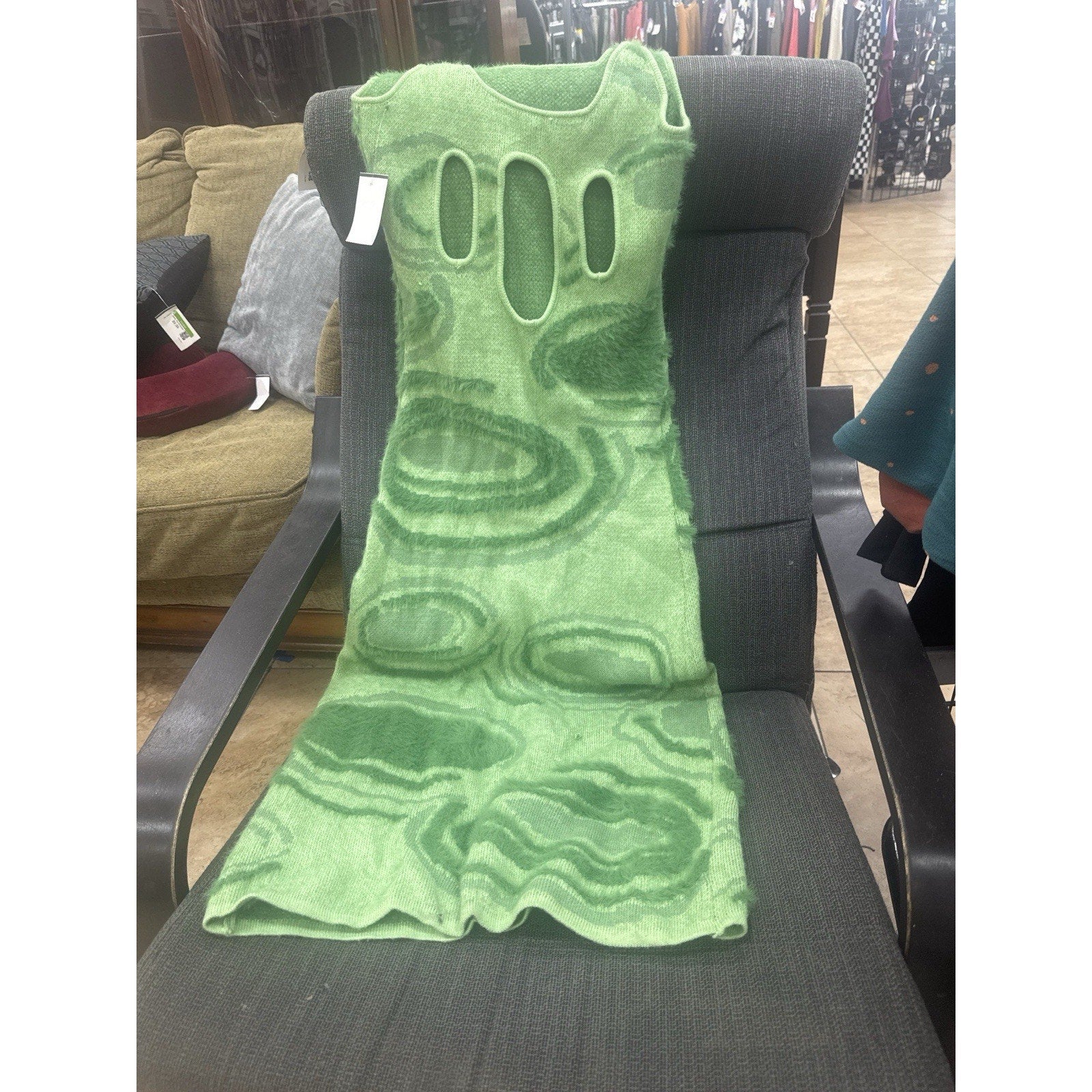 House of Sunny US 8 M Galaxy Hockney Dress Green Soft Sweater Maxi Cut Out