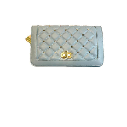 Badgley mischka blue quilted studded