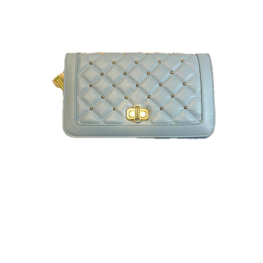 Badgley mischka blue quilted studded