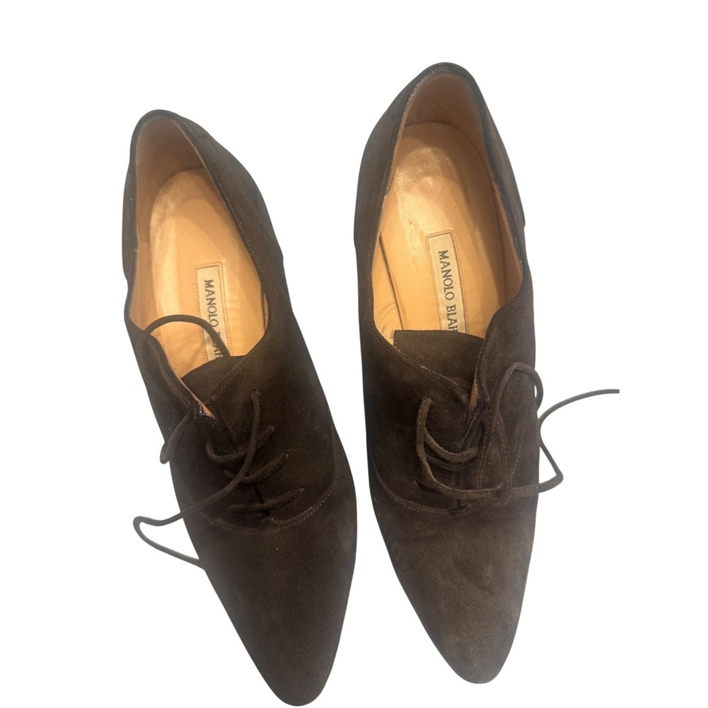 Manolo Blahnik Black Suede Lace-Up Oxford Heels | Size 38.5 (US 8)
