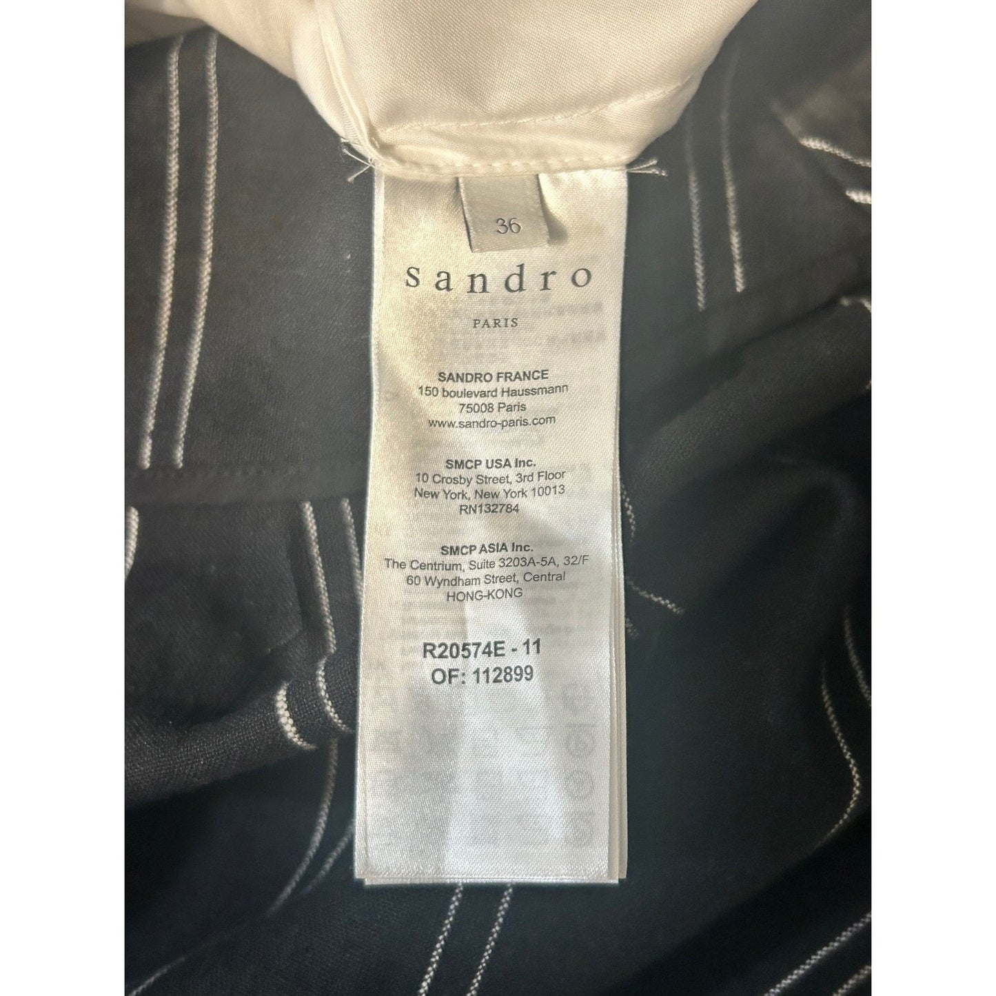 Sandro Paris Black White Pinstripe Asymmetrical Wrap Dress