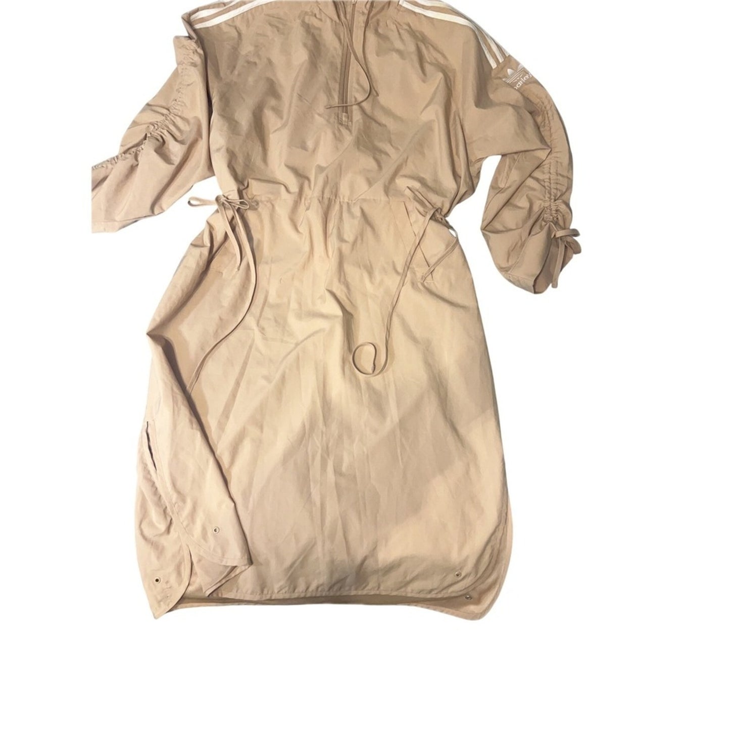 Adidas Parley Windbreaker Dress Beige Drawstring Hooded Athleisure Womens M