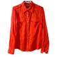 Tory Burch Orange Button Down Long Sleeve Shirt Blouse Top