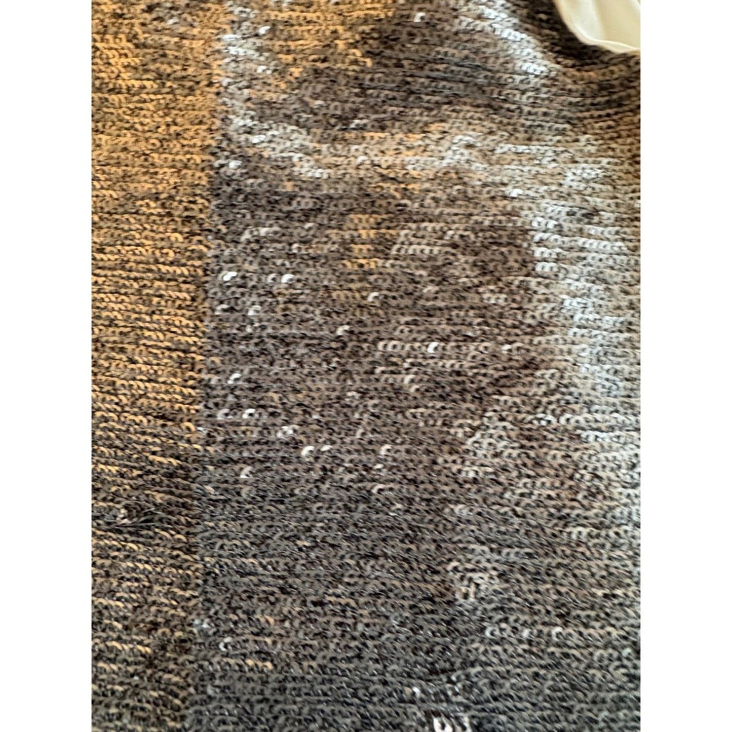 MAJE Women's Sleeveless Sequined Top Cream Silver Zipper Back Size 3 fits 8-10