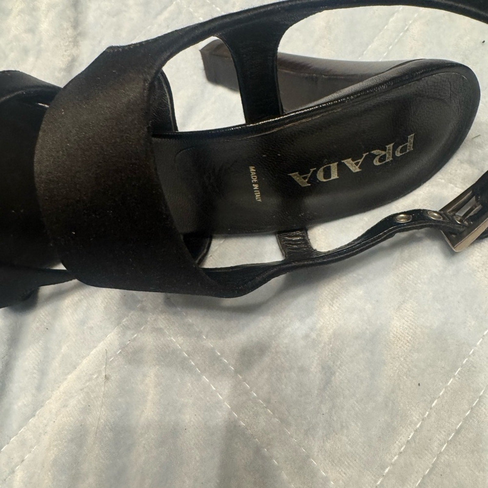 Prada Black Satin Strappy Slingback Heels Size 39 (US 9)