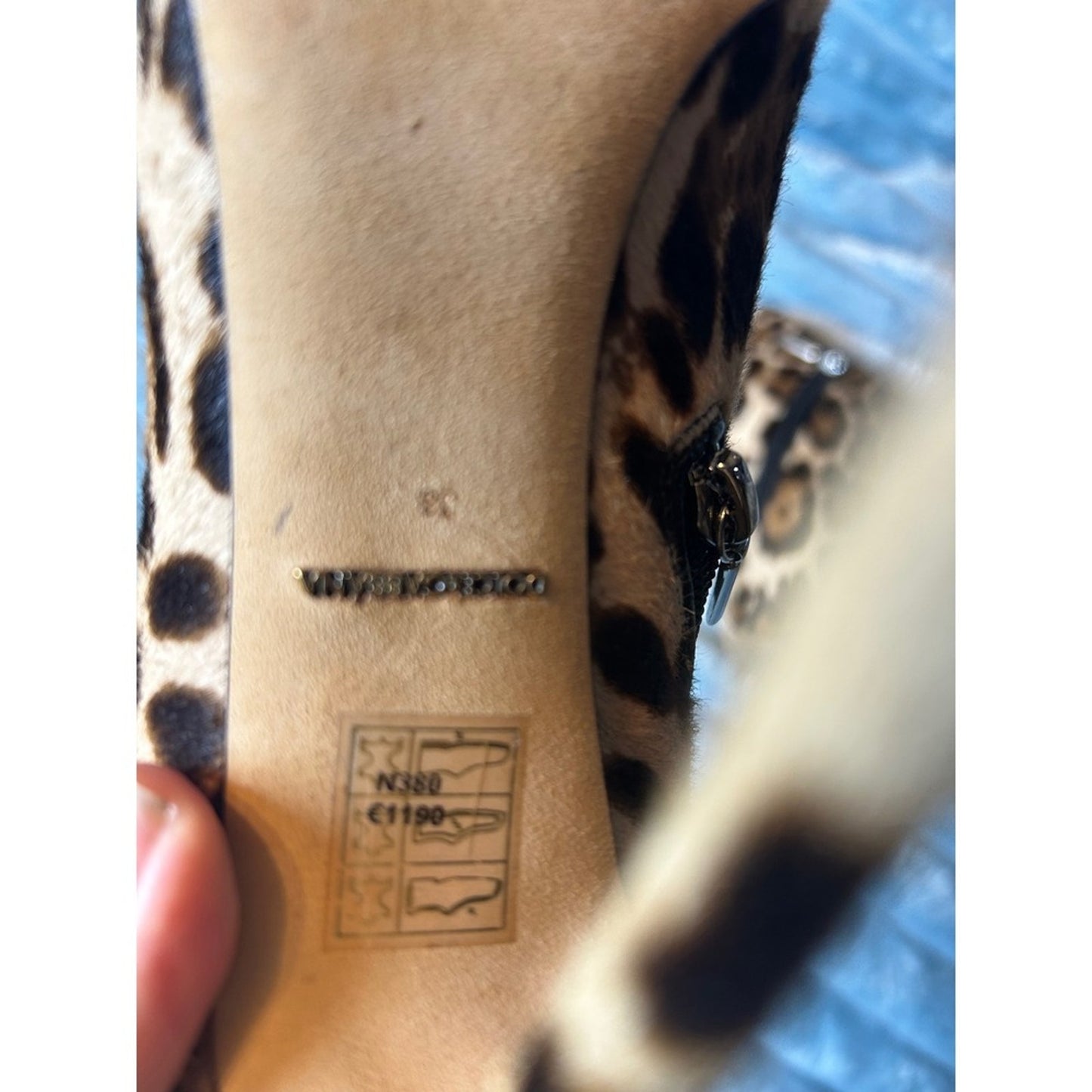Dolce & Gabbana Leopard Print Calf Hair Ankle Boots Pointed Toe Stiletto 38