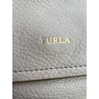 Furla Cream Leather Crossbody Shoulder Bag Flap Zip Closure Gold Hardware