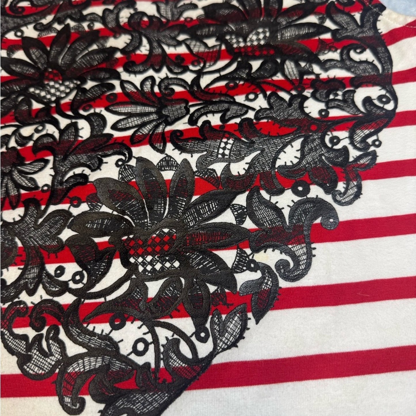 Stella McCartney Striped Heart Print Tank Top Red White Size 42
