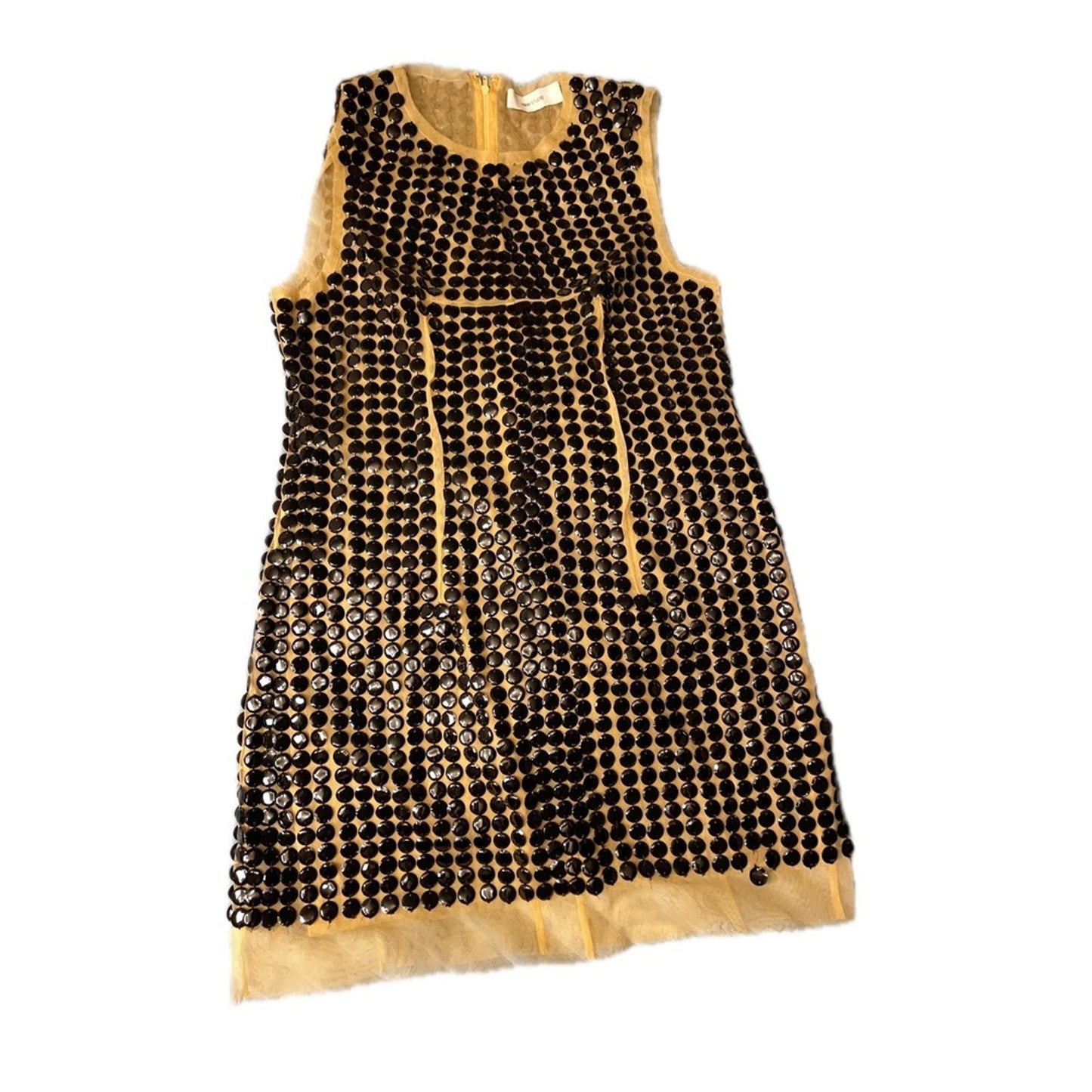H&M Studio Black Sequin Mesh Sheer Sleeveless Mini Dress size 6