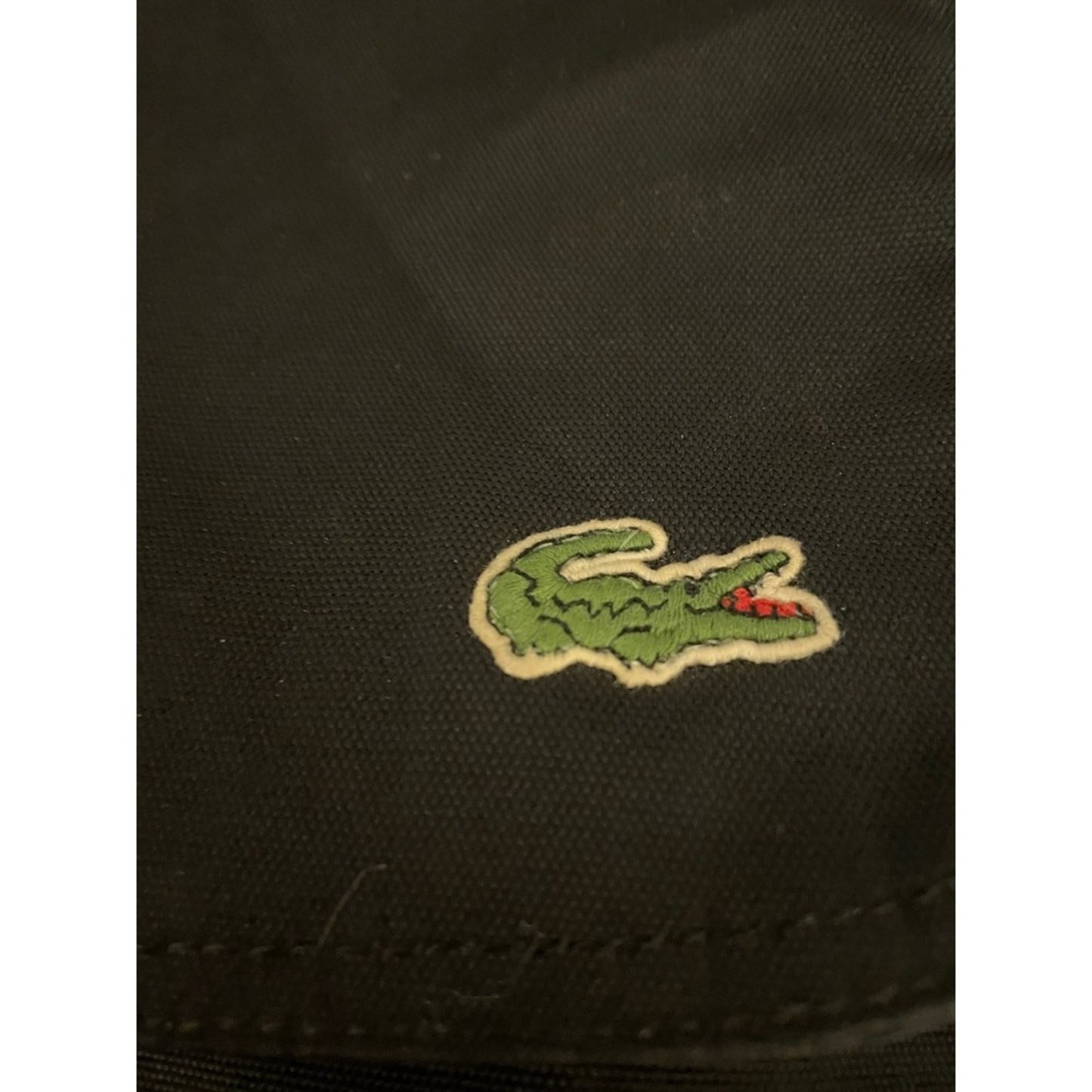 Lacoste Messenger Bag Black Nylon Crossbody Adjustable Strap Logo Patch