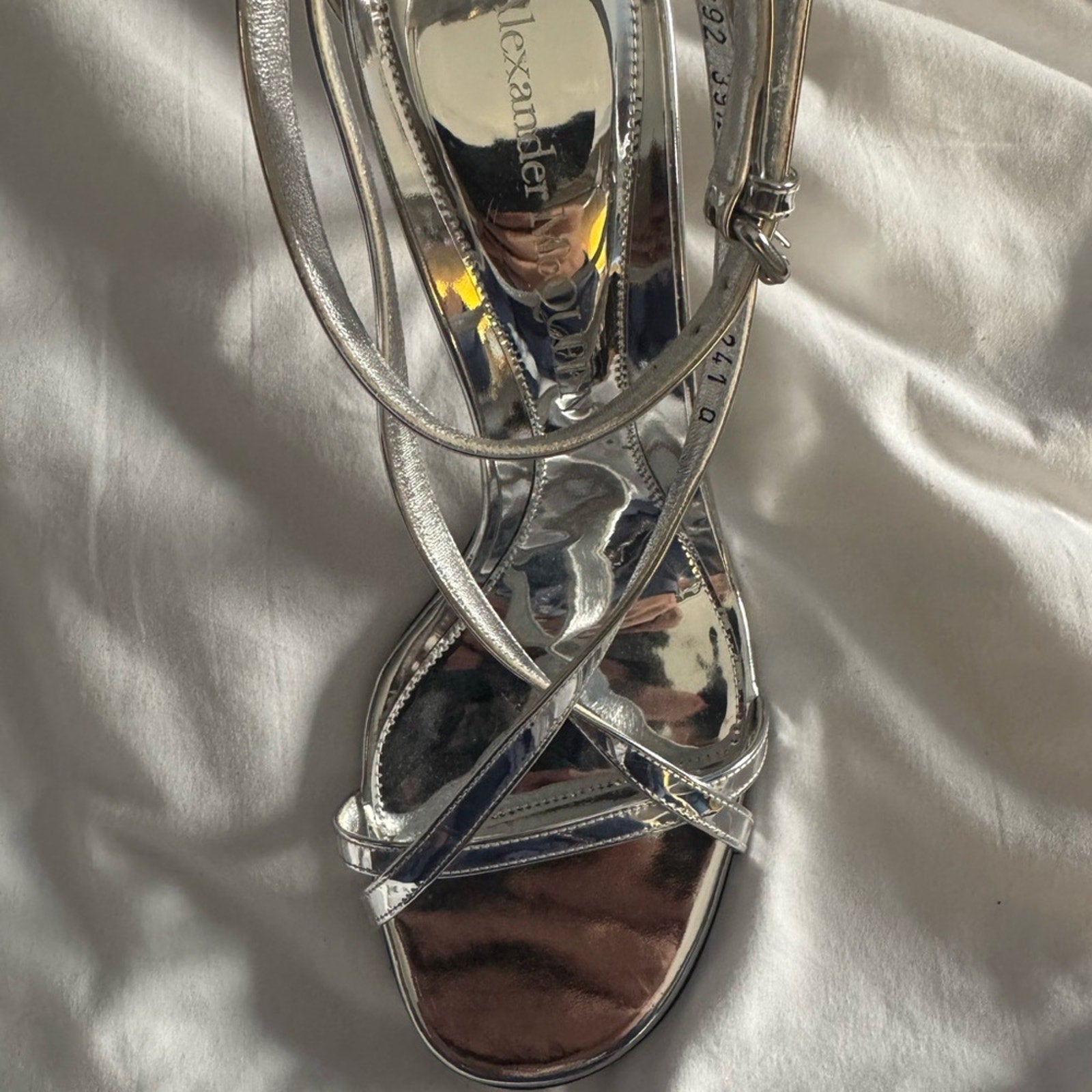Alexander McQueen Silver Stiletto Heels with Minimalist Design NWT