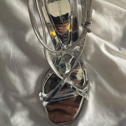 Alexander McQueen Silver Stiletto Heels with Minimalist Design NWT