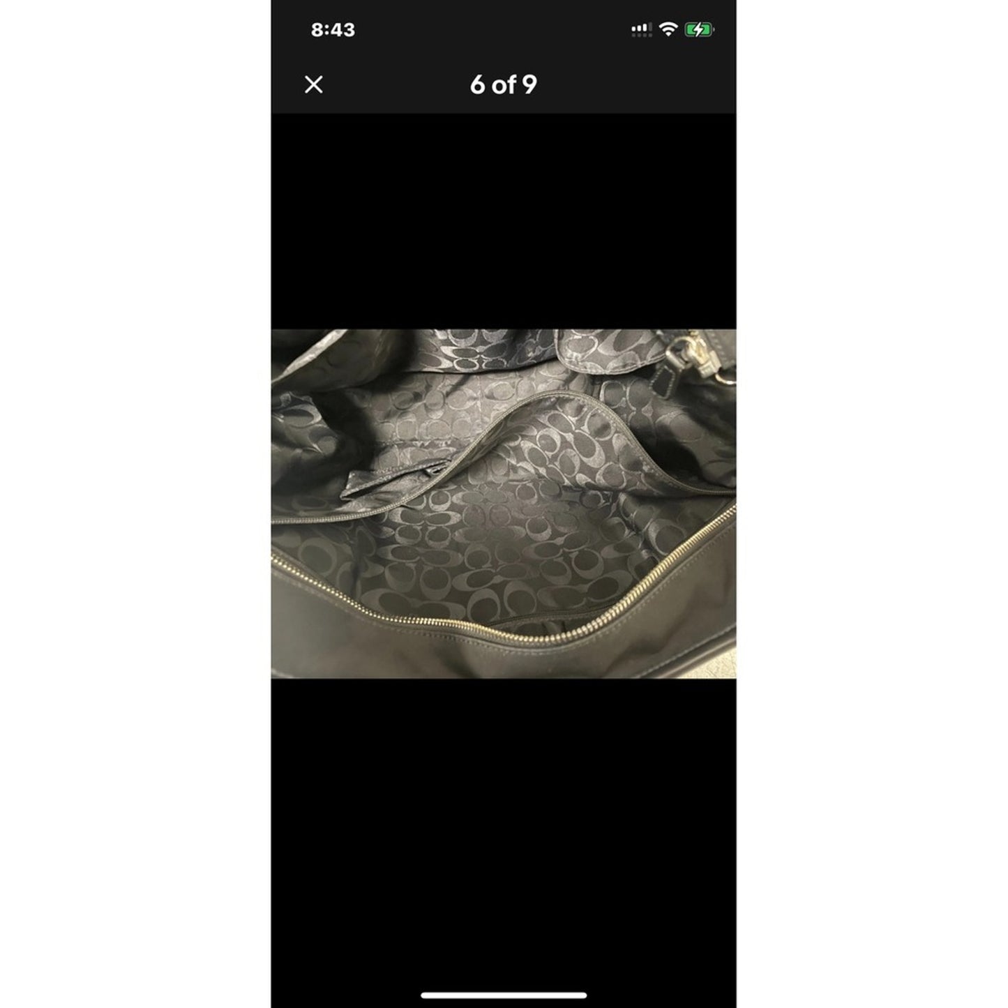 Coach Black Nylon Leather Trim Tote Bag Classic Style Zipper Top