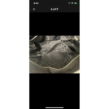 Coach Black Nylon Leather Trim Tote Bag Classic Style Zipper Top