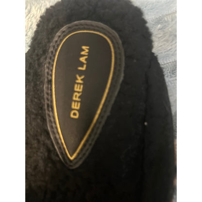 Derek Lam Leopard Calf Hair Shearling Lined Mules Gold Ram Head Loafers