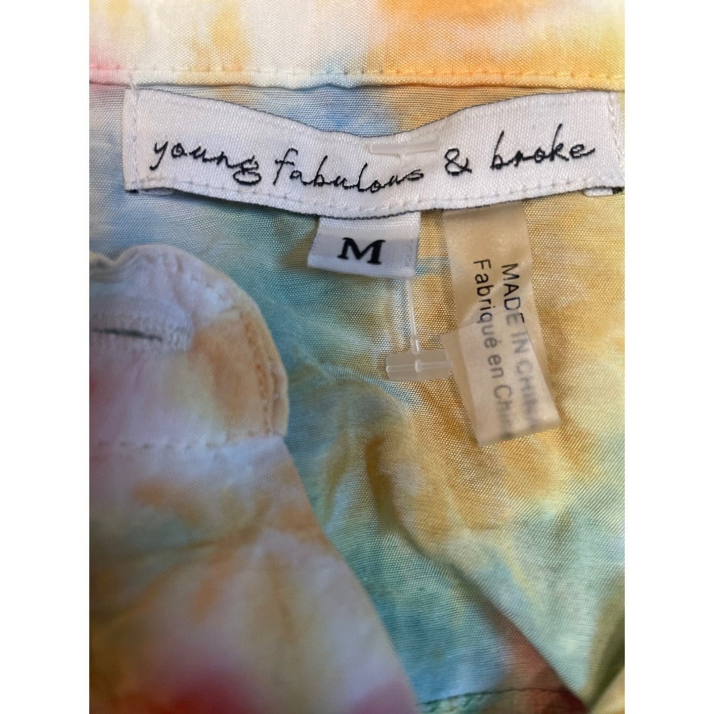 Young Fabulous & Broke Tie Dye Cropped Button Down Shirt Womens Medium