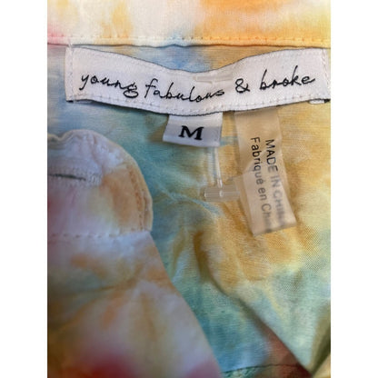 Young Fabulous & Broke Tie Dye Cropped Button Down Shirt Womens Medium