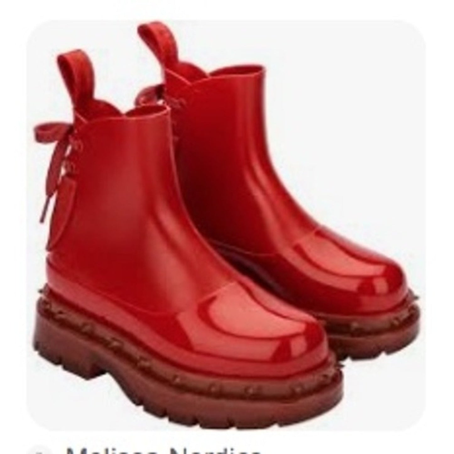 Undercover Melissa  Boots Red Lace Up Chunky Size 9 Lug Sole Vegan