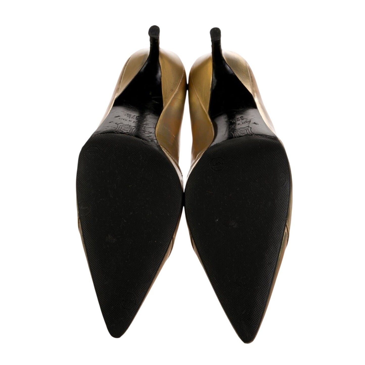 Bruno Frisoni Metallic Gold Pointed Toe Stiletto Heels Shoes Women size 7.5