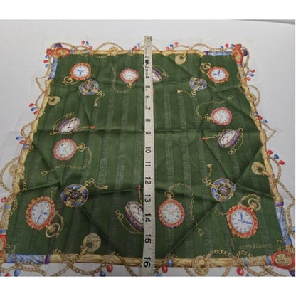 Roberta di Camerino Scarf Pocket Square Watch Chain Design Green Silk Blend