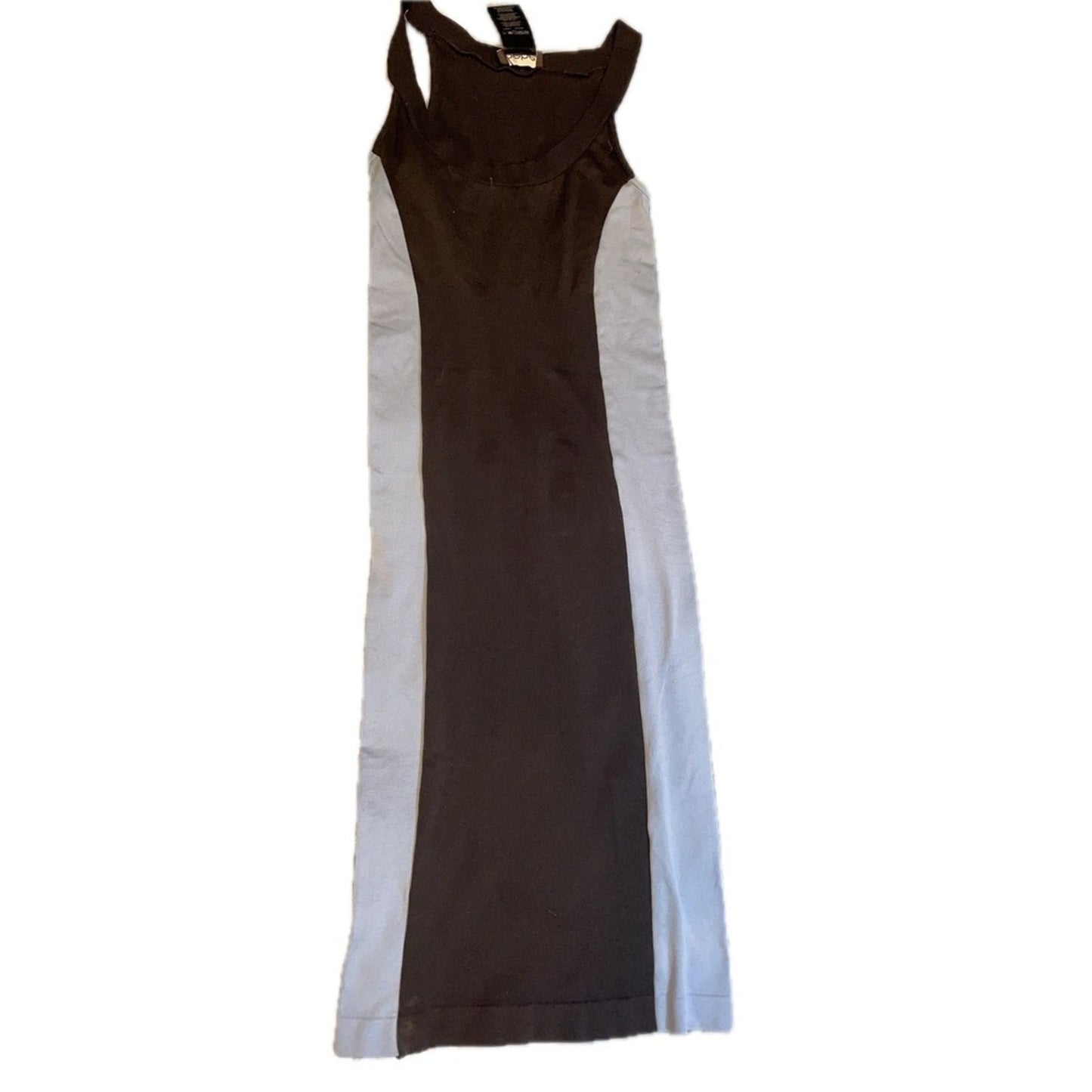 Bebe Sleeveless Maxi Dress Black  Light Grey Colorblock P/S Bodycon