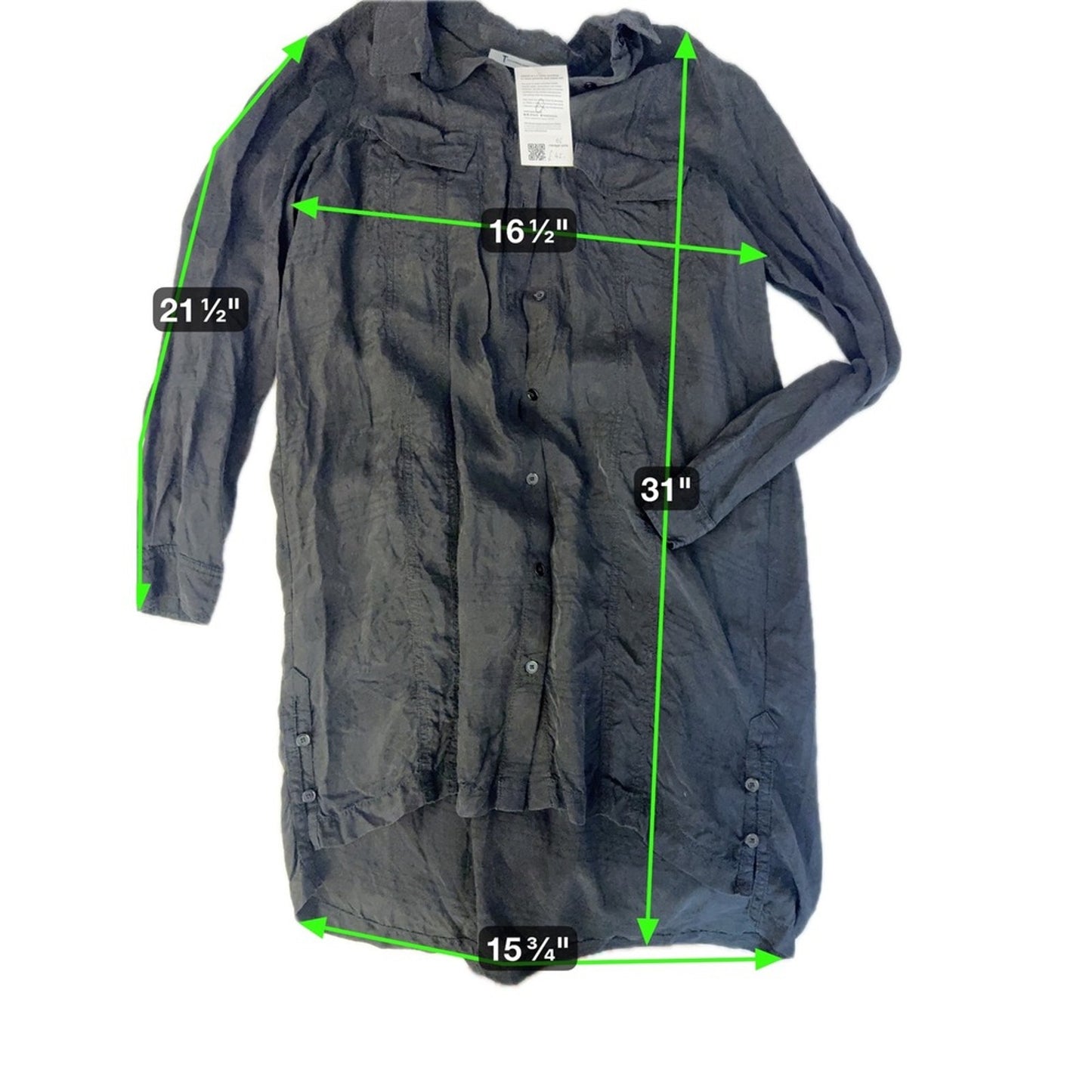 T by Alexander Wang Sheer Silk Blend Tunic Shirt – Black (Size S)
