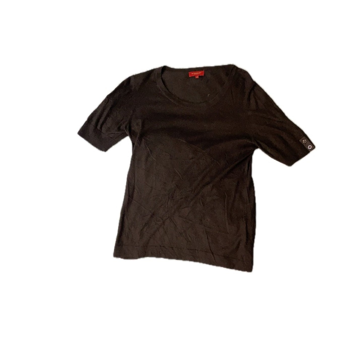 BURBERRY LONDON Knit Sweater Top  Angora Modal Short Sleeve Size 44 M-L