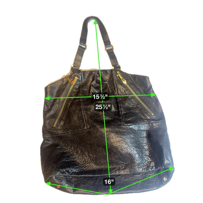 Tory Burch Julianne Black Leather Slouchy Tote Bag Gold Hardware