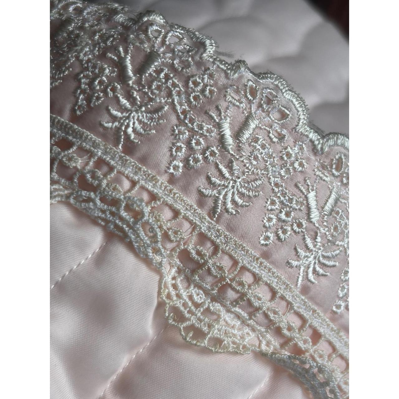 Christian Dior Bed Jacket Women's Size S Pink Excellent Quilted Lace Trim