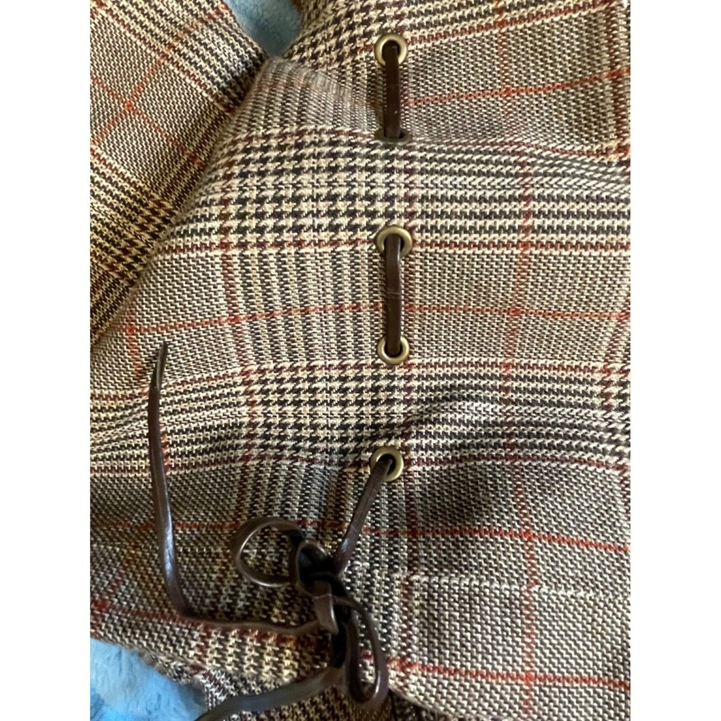 Brown Plaid Over The Knee Boots Women's Size 10 Stiletto Heel Lace Up Detail