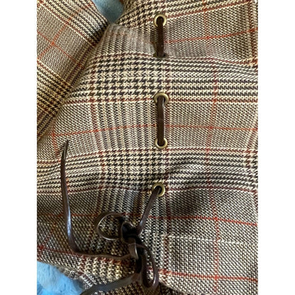 Brown Plaid Over The Knee Boots Women's Size 10 Stiletto Heel Lace Up Detail