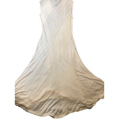 & Other Stories Savoir Sheer Knit Maxi Dress Cream Asymmetrical Midi Size s