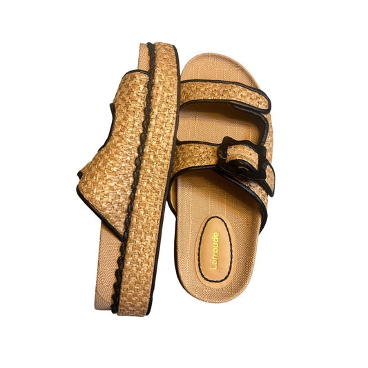 Larroude Raffia Platform Slides – NEW
