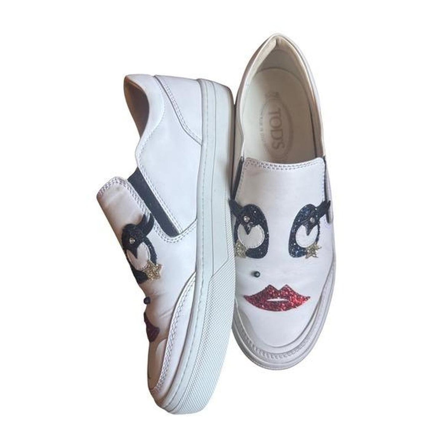 Tods white leather slip on