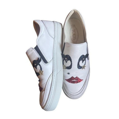 Tods white leather slip on