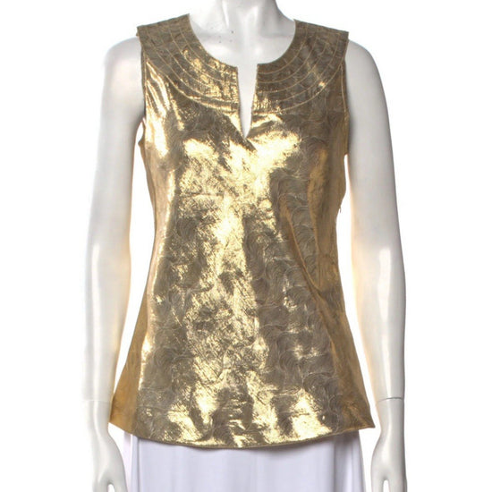 TORY BURCH gold silk blend sleeveless top size 6
